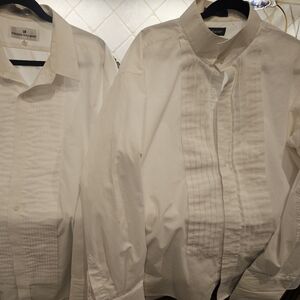 TWO (2) Mens XXL White Tuxedo Shirts